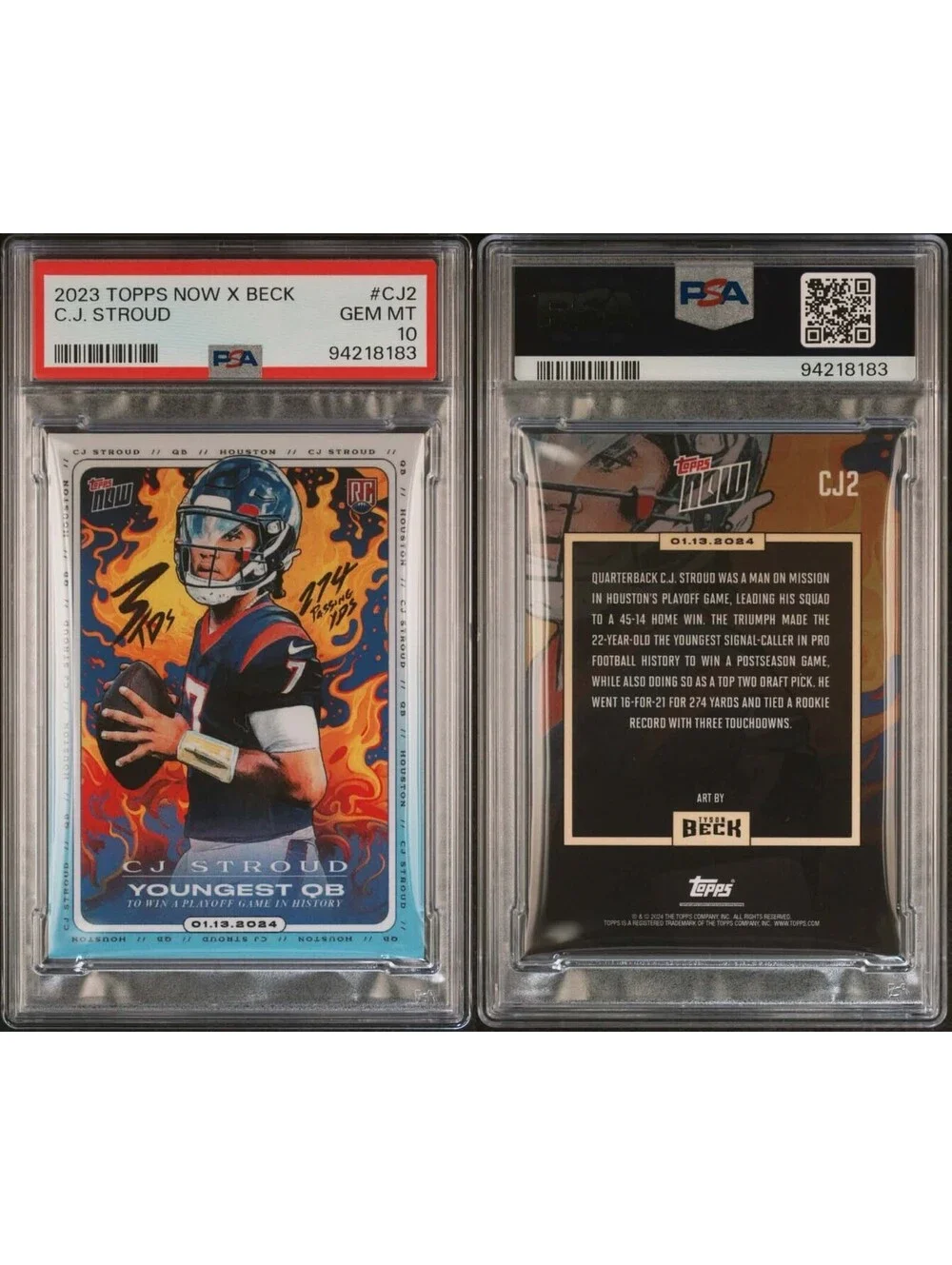 2023 Topps Now x Tyson Beck #CJ2 CJ Stroud RC Rookie Texans PSA 10